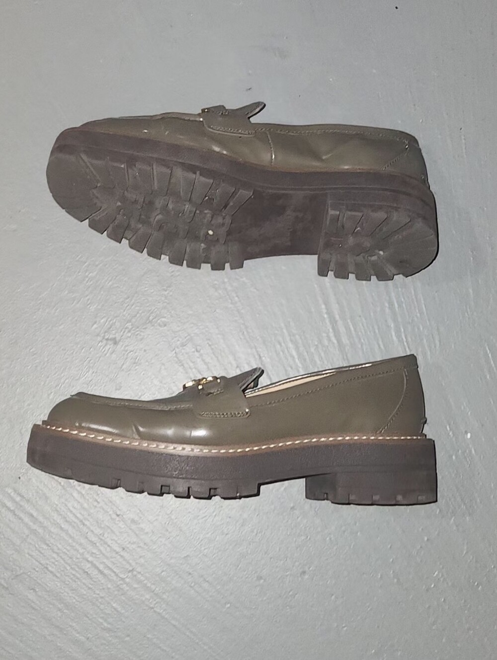 Sam Edelman Laurs Platform Lug Sole Loafers in Alpine Green Colorway Size 7.5